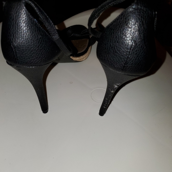 05-Christian Siriano for Payless heels sandals bow ankle strap black weaved edge - Picture 10 of 13